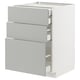 METOD kitchen cabinet, grey, 3 drawers, modern, white finish.