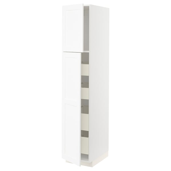A white METOD kitchen wall cabinet with a subtle grain structure and smooth, sleek design.