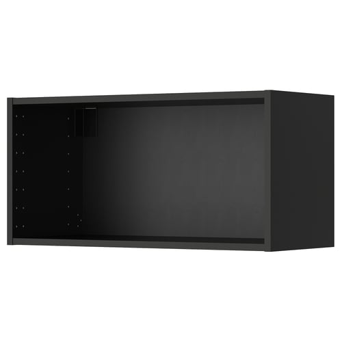Black METOD wall cabinet with adjustable shelves for kitchen storage.