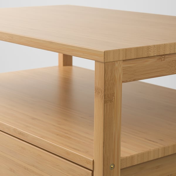 NORDKISA wooden drawer close-up; smooth, bamboo finish; sturdy, sleek design.