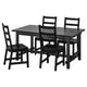 Black NORDVIKEN dining set with extendable table and 4 chairs. Clean, minimalist design. Solid and veneer wood construction.