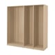PAX wooden wardrobe frame, light brown, rectangular, open design, made of fibreboard and particleboard.