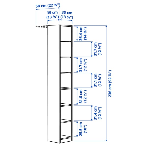 PAX Add-on mid-unit, oak effect, 35x35x236 cm