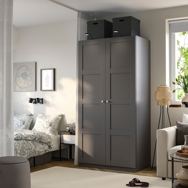 PAX / BERGSBO Wardrobe combination, dark grey/dark grey, 100x60x201 cm