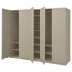 Ikea PAX wardrobe, beige, wooden, wide with shelves.