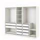 New white PAX wardrobe: modular design, shelves, drawers, hanging space, organised storage.
