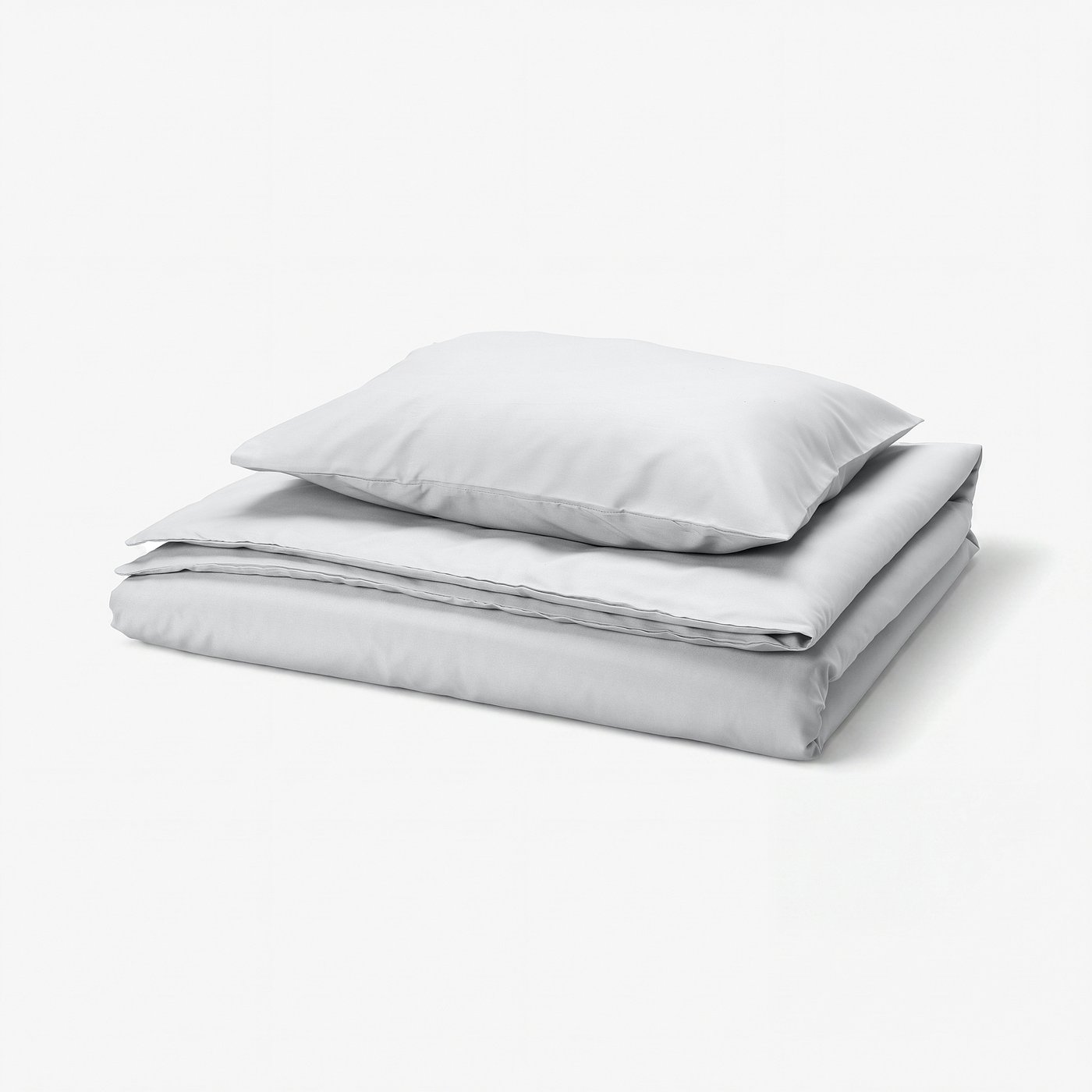 PILTANDVINGE: light grey bed linen set, smooth polyester & viscose, rectangular, minimalist design.
