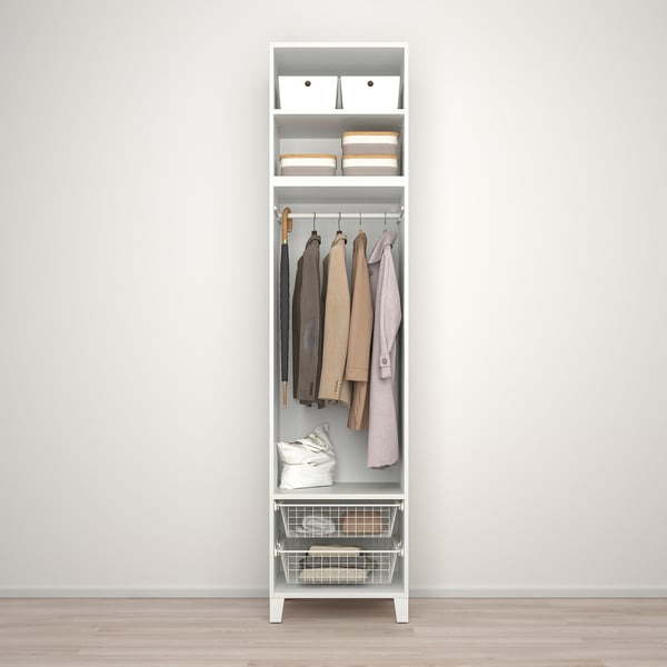 PLATSA Wardrobe with 2 doors, white STRAUMEN mirror glass/FONNES white, 60x57x251 cm