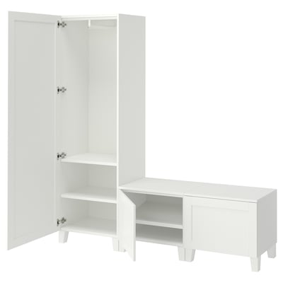PLATSA Wardrobe with 3 doors, white/Sannidal white, 180x42x191 cm