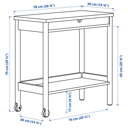 RÖNNINGE Trolley, birch, 78x39 cm