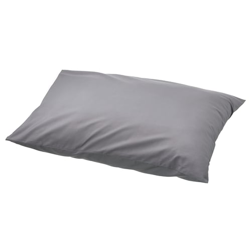 Grey smooth pillow, simple rectangular design, made of cotton.