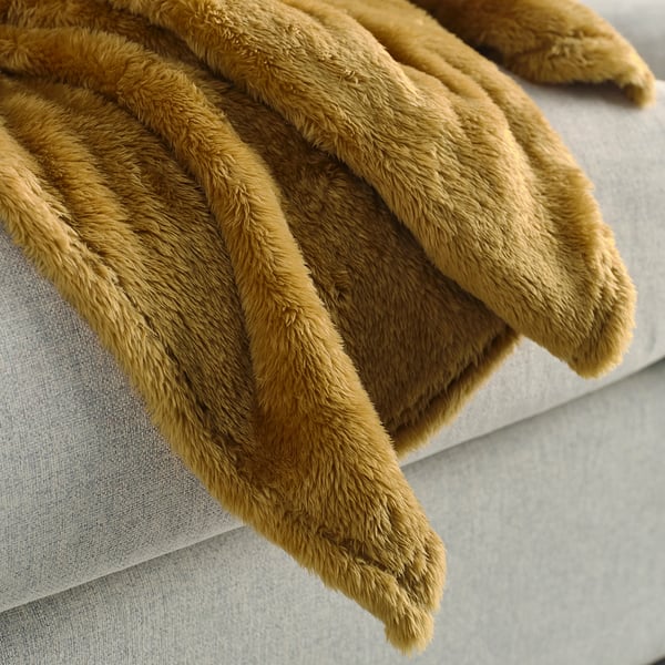 ROSTLÖNN Throw, yellow-brown, 150x200 cm