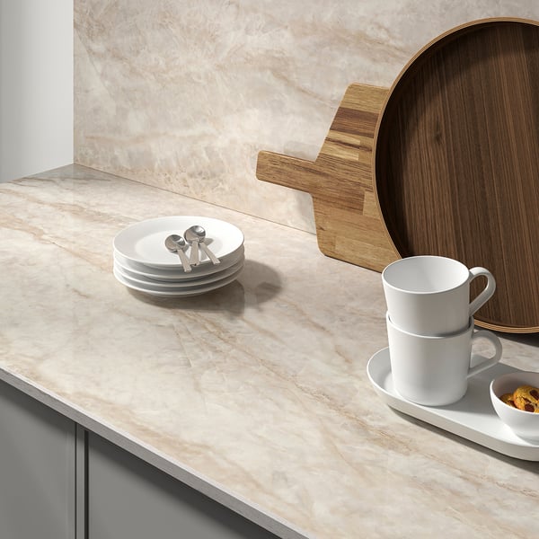 RUNSBÄCK Custom made wall panel, polished beige/brown/marble effect high pressure porcelain, 1 m²x1.2 cm