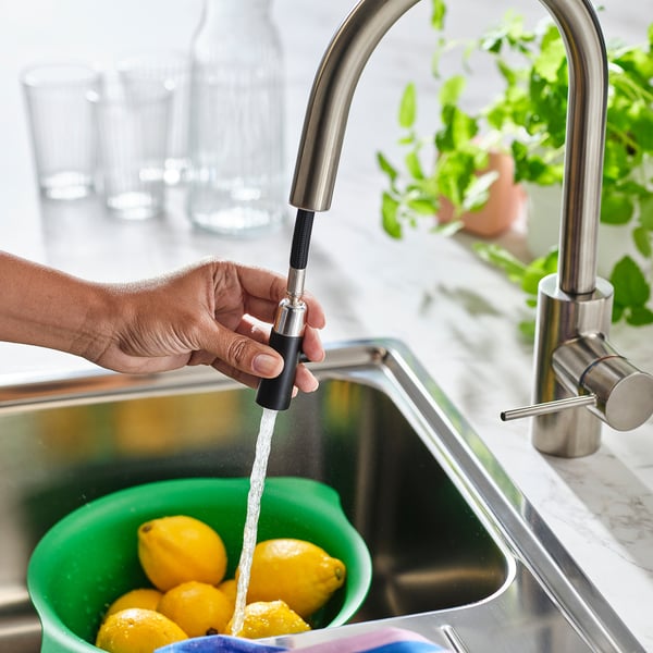 SALLSJÖN Kitchen mixer tap pull out, stainless steel colour