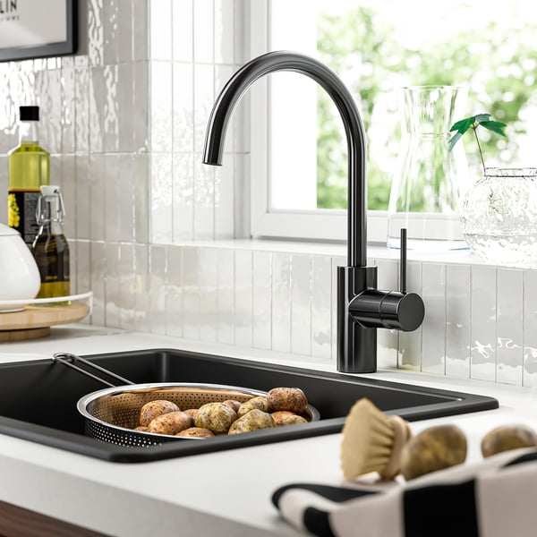 SALLSJÖN Kitchen mixer tap single side lever, black