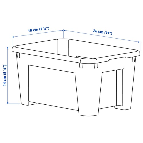 Illustration with measurements for the product: SAMLA.