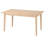 SKANSNÄS beige dining table: rectangular, tapered legs, minimalist scandinavian design.
