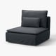 Modern grey fabric sectional sofa, l-shaped design, upholstered cushions, minimalist style.