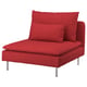 Red SÖDERHAMN chair, deep seat, metal legs, modern design.