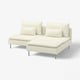 Modern, white SÖDERHAMN sectional sofa with low profile, deep seats, and metal legs.