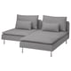 Modern grey u-shaped sectional sofa with metal legs, perfect for lounging, featuring a sleek and minimalist design.