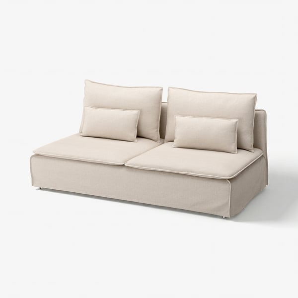 Beige SÖDERHAMN sofa with deep seats and loose back cushions. Modern, minimalist design with high legs.