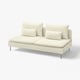 SÖDERHAMN cream sofa, modern low profile, clean lines, soft cushions, metal legs.