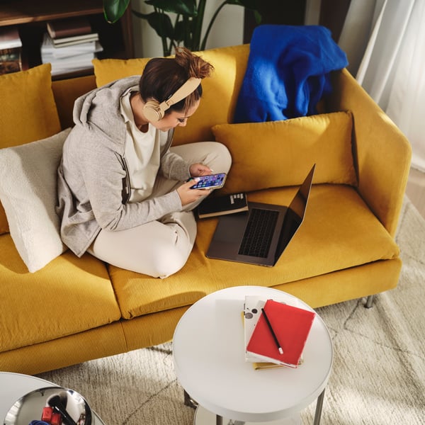 SÖDERHAMN 3-seat sofa-bed, Kelinge dark yellow