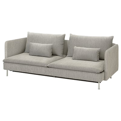 SÖDERHAMN sofa-bed in grey, modern minimalist design with deep seating, supportive cushions, convertible to a double bed.