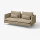 A beige SÖDERHAMN sofa with a deep, comfortable seat, loose back cushions, and sleek metal legs.