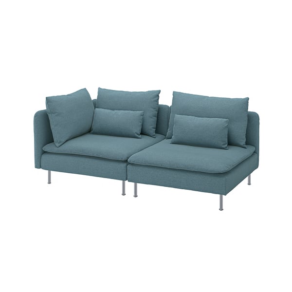 SÖDERHAMN 3-seat sofa, with open end/Fridtuna dark grey-blue