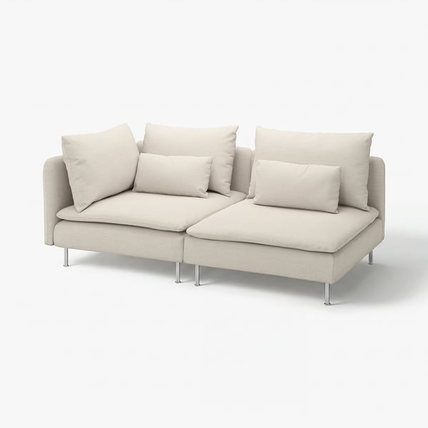 SÖDERHAMN cream-colored sectional sofa, modern minimalist design, deep seats.