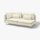 A modern, cream-colored SÖDERHAMN sectional sofa with plush cushions and metallic legs.