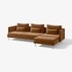 Brown SÖDERHAMN sectional sofa with chaise, velvet upholstery, deep seats, high legs, and slim lines.