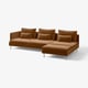 SÖDERHAMN tan sectional sofa, modern design, l-shaped, velvet upholstery, metal legs.