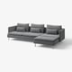 SÖDERHAMN grey sofa, modern, deep seats, adjustable chaise, soft fabric, sleek metal legs.