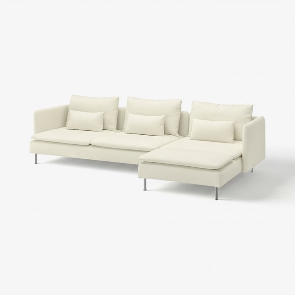 SÖDERHAMN off-white sectional sofa, modern design with deep seats and removable cushions.