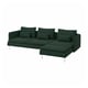 A green SÖDERHAMN sectional sofa with deep seats and a chaise lounge in a modern design with metal legs.