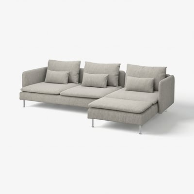 Modern grey l-shaped SÖDERHAMN sectional with cushions.