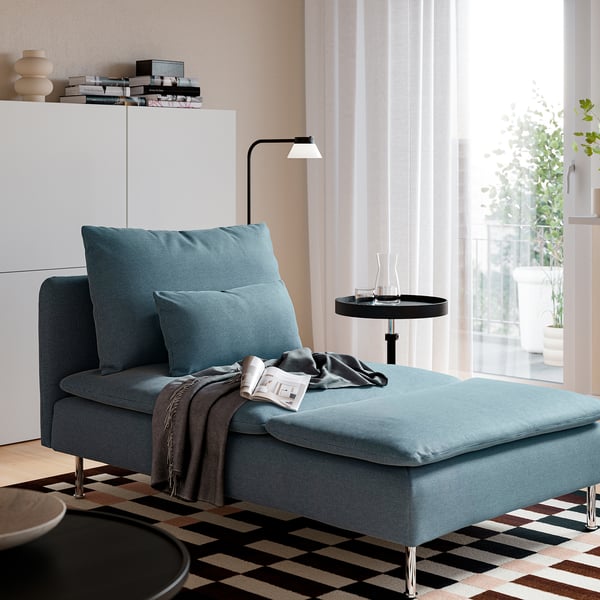 SÖDERHAMN Chaise longue, Fridtuna dark grey-blue