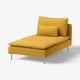 Yellow SÖDERHAMN chaise with sleek design, polyester fabric, wood & metal frame.