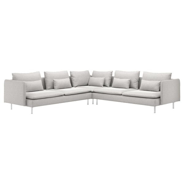 SÖDERHAMN sectional sofa, light grey, modern with deep seats, high legs, and removable cushions.
