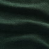 Dark green, plush fabric with a subtle sheen; soft, durable, machine washable.