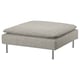SÖDERHAMN footstool, grey, square, cotton-polyester, raised edges, sturdy metal legs.