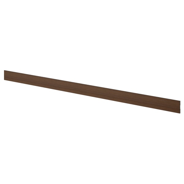 Dark brown ash veneer kitchen plinth, rectangular, simple design.