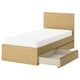 STORKLINTA Bed frame with 2 storage boxes, oak effect, 90x200 cm