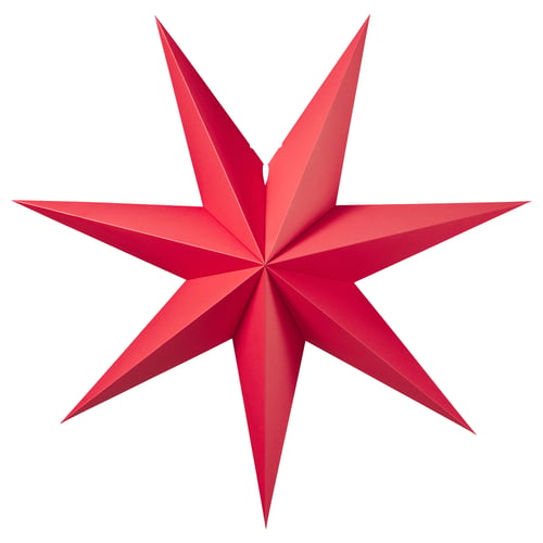 Red paper star decoration, 3d, symmetrical, made of folders.