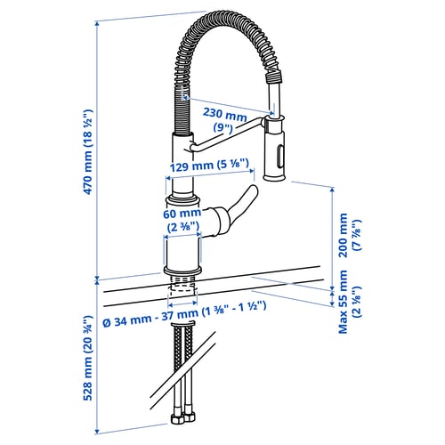 TAKSJÖN Kitchen mixer tap pull down w spray, stainless steel colour