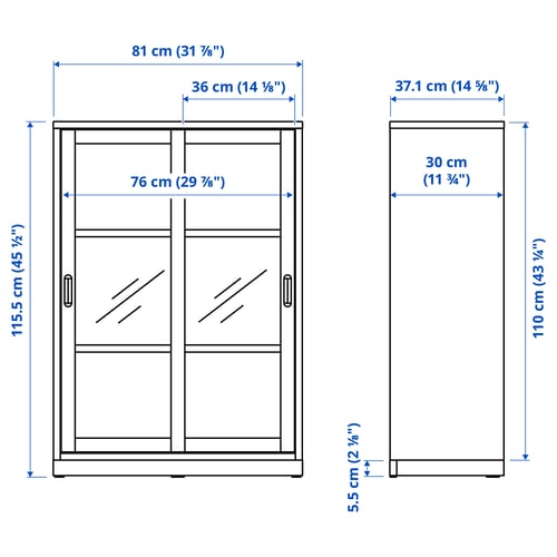 Illustration with measurements for the product: TONSTAD.