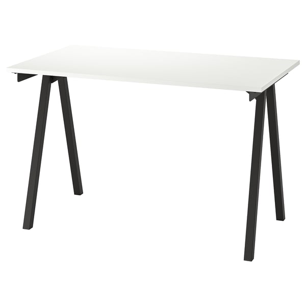 TROTTEN white desk, black legs, modern design. 10-year guarantee.